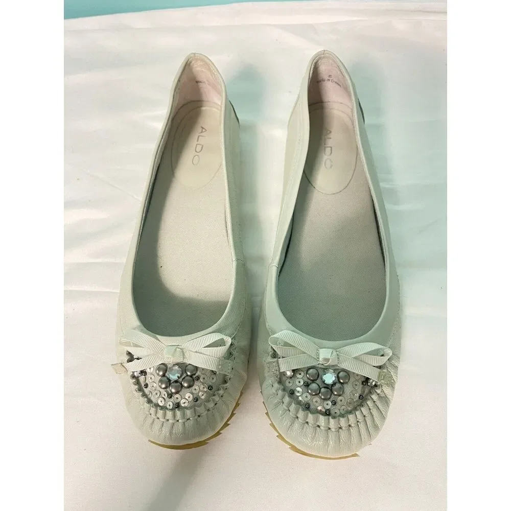 aldo shoes women Cream‎ Size 10 loafers Tassels , S-268